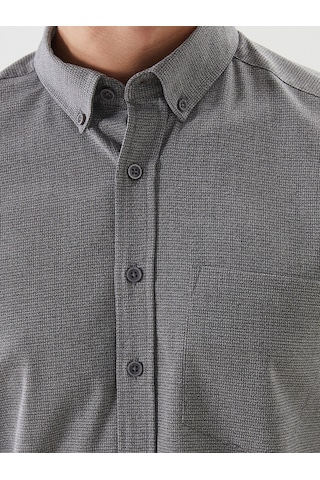 Lcwaıkıkı Classic Gri Regular Fit Armürlü Cepli Erkek Gömlek