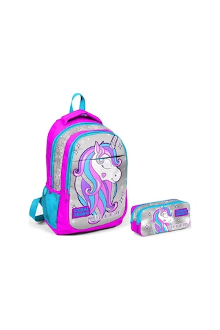 Coral High Pembe Unicorn Kız Çocuk İlkokul Çantası ve Kalemlik Se
