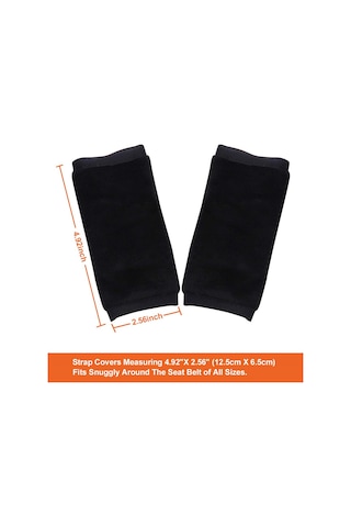 Yaozixa Küçük Boy 12.5x6.5cm Siyah Kumaşlı Yumuşak Kolluk Koruması - Bebek Arabası, Araba Güvenlik Kemeri Koruyucu Örtü 2 Adet