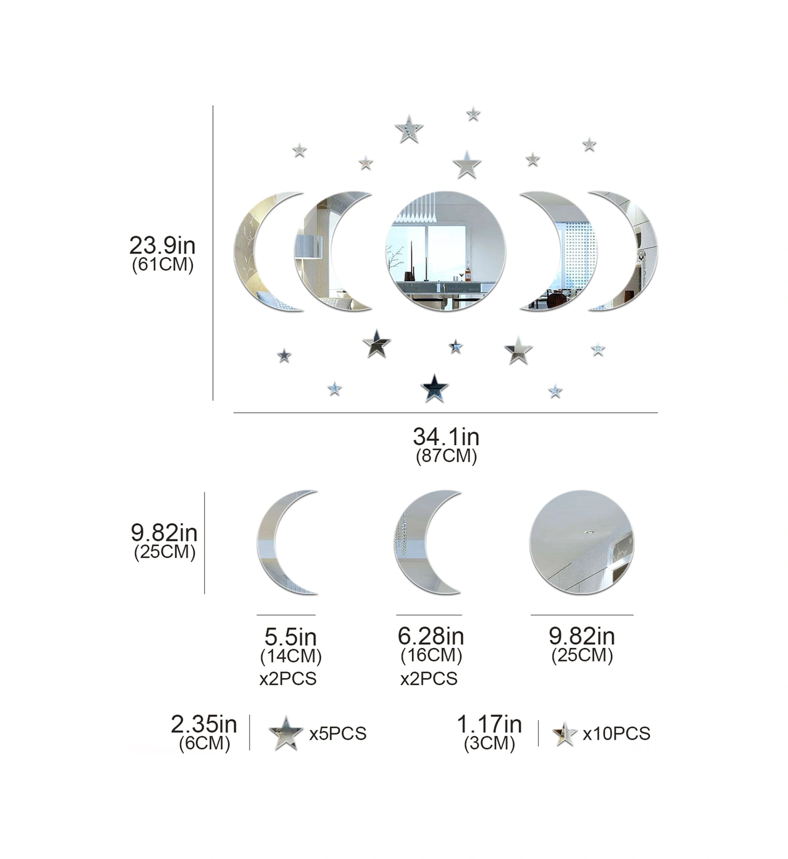 Kosona Ramazan Bayramı Dekorasyonu: 20 Adet Yıldız Ve Ay Desenli Akrilik Duvar Sticker, Ev Ve Parti Dekoru