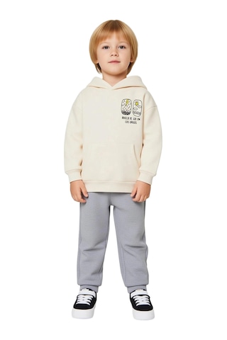 Frm Erkek Çocuk Şardonlu Kapüşonlu Sweatshirt Ve Eşofman Altı Kombina Ekru