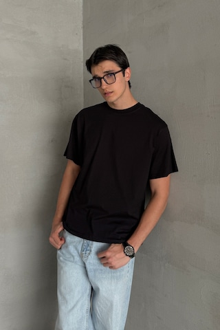 Hyman Erkek %100 Pamuk Oversize Basic T-shirt Siyah