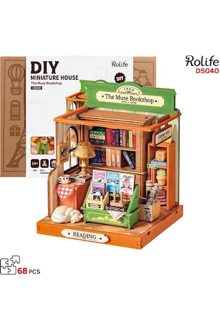 Rolife Ds040 Kitabevi The Muse Bookshop Dıy Minyatür Maket Model Seti Mini Dollhouse 3d Model Kit Detaylı Dekoratif Hobi Seti 3d Puzzle Tiny House