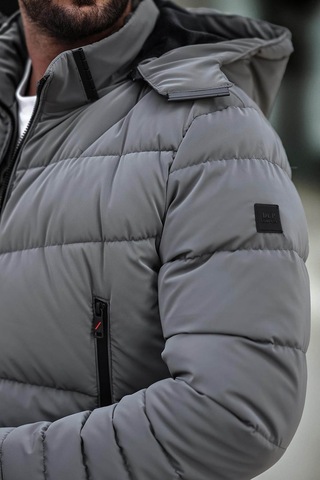 Delpino Dar Kesim Kapüşonlu Şişme Karbon Antrasit Erkek Mont 2205 Antrasit