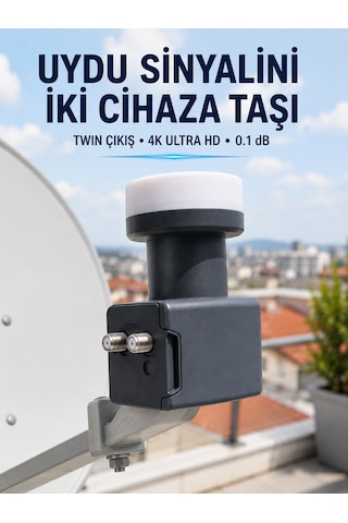 Twin Lnb Çift Çıkışlı Uydu Anten Lnb 4k Ultra Hd Ku Band 0.1 Db - Lisinya
