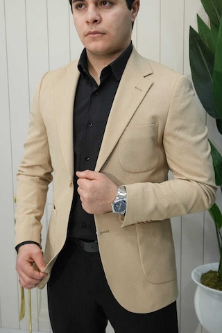 Bys Beystil Sivri Yaka Krem Ceket 572 - Slim Fit