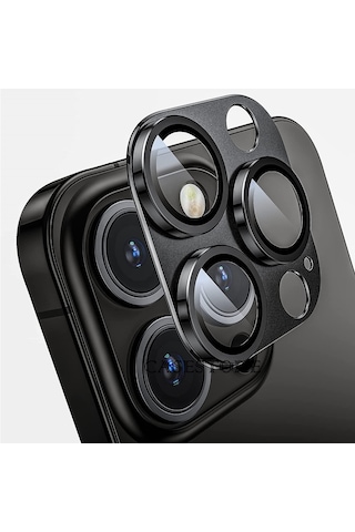 Apple Uyumlu iPhone 14 Pro / 14 Pro Max Metalik Seri Kamera Lens Koruyucu Siyah Siyah
