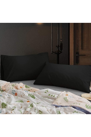 Pamuklu 2 Adet 50x70 Siyah Fermuarlı Yastık Kılıfı