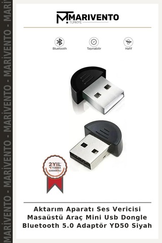 Aktarım Aparatı Ses Vericisi Masaüstü Araç Mini Usb Dongle Bluetooth 5.0 Adaptör Yd50 Siyah