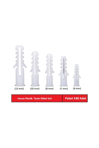 Venoa Db80 Plastik Dübel Karma Seti Paket 80 Adet