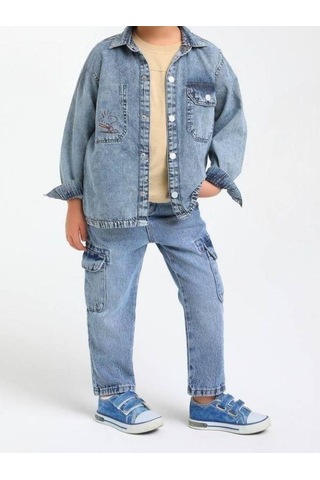 Jack Lions Erkek Bebek Kargo Cepli Kot Pantolon-14662 Buz Mavi