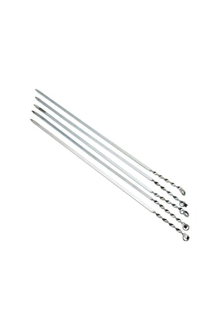 Delux Serisi Açık Hava Aleti Balkon Izgarası Dar Yassı Mangal Şişi - Burgulu Tasarım - 60 Cm
