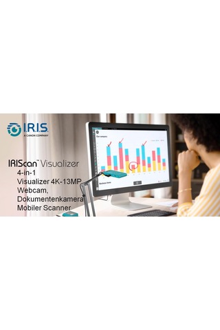 Iriscan Visualizer Web Kamerası Belge Kamerası V7: 4k Ultrahd-13mp, 4'ü 1 Arada, Görselleştirici, A3 Tarayıcı, Belge Tarayıcı, Video Konferans, Aı Mikrofon, Otomatik Odaklama, Led, Usb Winmac
