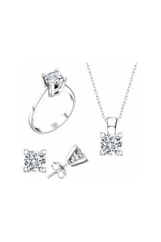 Sertifikalı Swarovski Tektaş 925 Gümüş Set Takım
