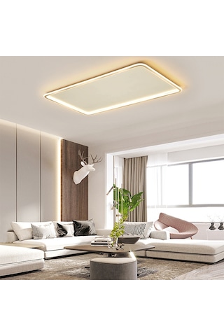 Gold 90x60cm 3 Işık Rengi Dikdörtgen Led Tavan Lambası,avize,modern Aydınlatma,dekoratif Işık Gold