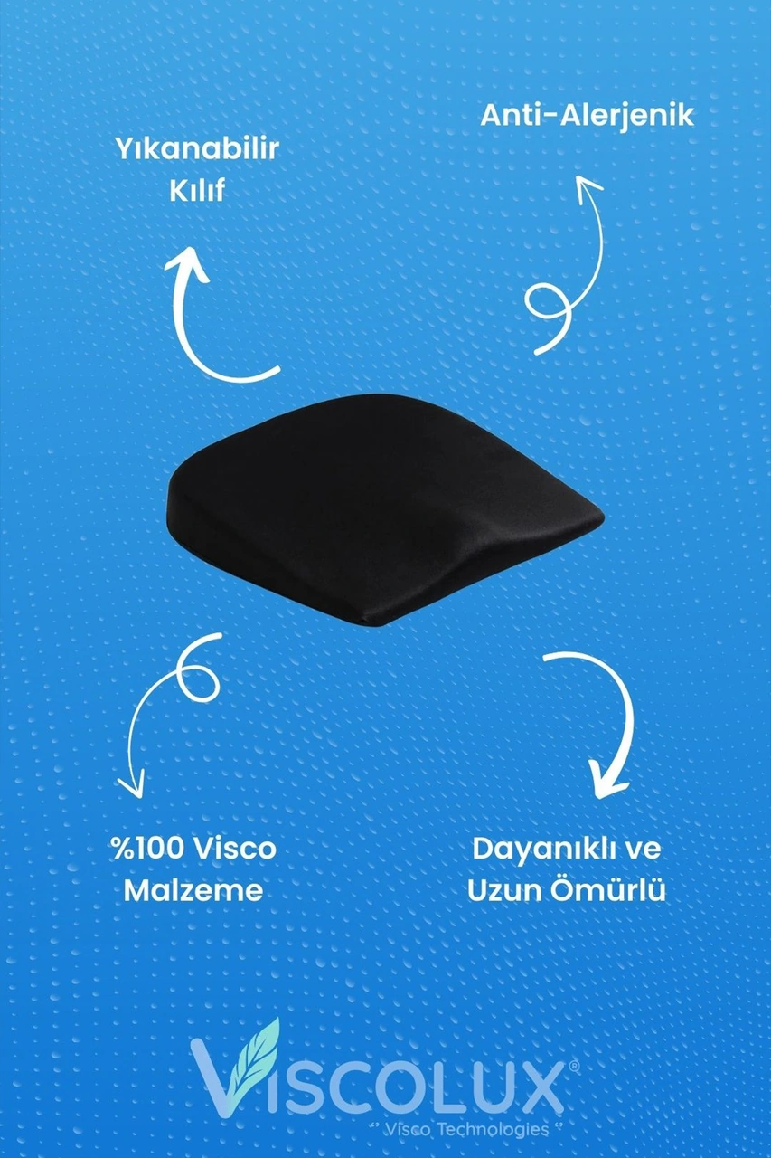 Anatomik Visco Ortopedik Minder - Ofis Araba Sandalye Minderi Mavi 44x36x9/2