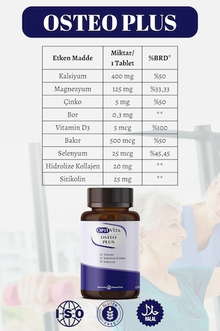 Optivita Osteo Plus 30 Tablet Kalsiyum, Magnezyum, Sitikolin, Kol