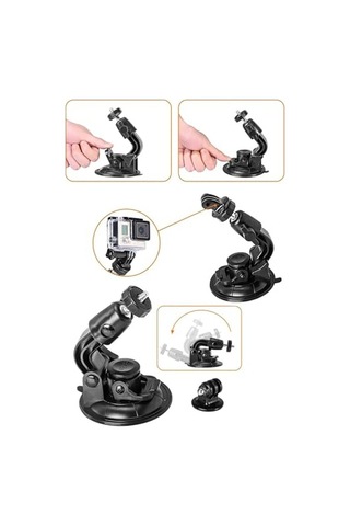Vantuzlu Ayarlanabilir Kamera Tutucu Araç İçi Cam Konsol  Aparatı 360 Döner Mafsallı Güçlü Vakum Tabanlı Aksiyon Ve Mini Kamera Standı Kmt-54