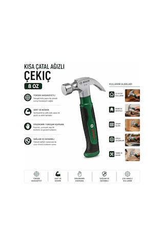Storeşahin Kısa Çatal Çekiç 8 Oz 16 Cm Ergonomik Yumuşak Sap Shn0720