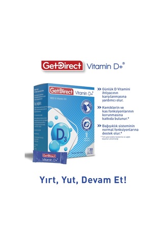 Vitamin D+ 1000 Iu Vitamin D3 Içeren Takviye Edici Gıda 30 Saşe