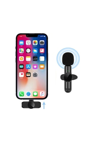Type C Uyumlu Apple Uyumlu iPhone Dönüştürücülü Kablosuz Yaka Mikrofonu Android Ve Apple Uyumlu iPhone Uyumlu Mini Mikrofon