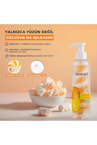 Dermokil Kojik Asit C Vitamini Leke Karşıtı Ve Yenileyici Twister Vücut Losyonu 200 Ml
