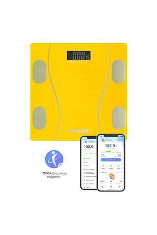 Walke Premium Uygulama Bağlantılı Akıllı Baskül Sarı