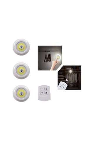 Uzaktan Kumandalı Yapışkanlı 3 Lü Led Spot Lamba Antrasit
