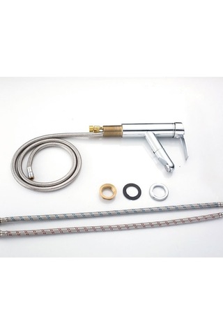 Bloomnest Lebıhmurah Bf24 Bakır Musluk, Tek Delikli Banyo Bataryası, Sıcak-soğuk Karıştırma, 60 Cm Hortum Gümüş