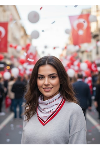 10'lu Paket K.atatürk İmza Desen Bandana/fular Beyaz