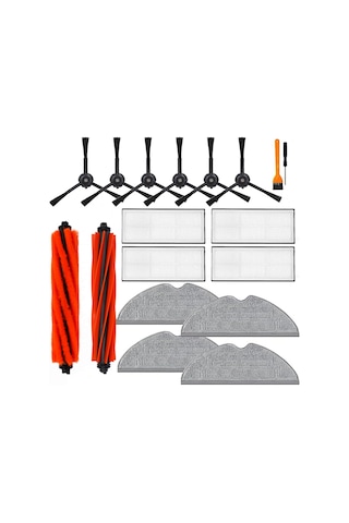 Leasetake Roborock S8 /s8+/ S8 Plus/ S8 Pro Ultra Robot Süpürge İçin 18 Adet Aksesuar Seti Çift Ana Fırça Yan Fırça Filtre Paspas