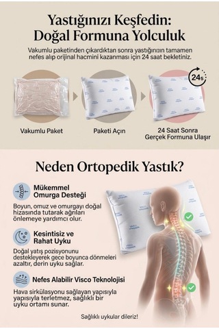 Ortopedik Yastık Visco Teknolojili Hafızalı Dolgulu Yastık 50 X 70 Cm Pembe - 942321451 Pembe