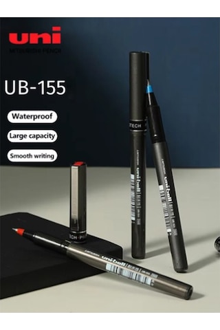 Mavi Siyah Kırmızı Pilot Kalem Ub-155 Micro Deluxe 3 Adet Uniball Pilot Kalem 0.5 Mm Roller Uçlu Pilot Kalem İnce Uçlu Kırmızı