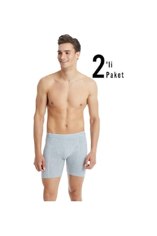 Blackspade 9216 2'li Paket Tender Cotton Erkek %92 Pamuk Uzun Retro Boxer Gri Melanj