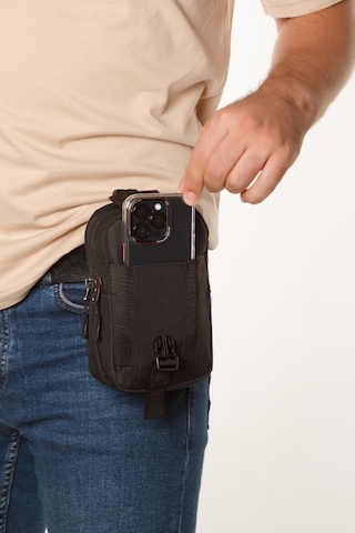 Newish Polo Erkek Siyah Suya Dayanıklı Taktik Kemerlikli Telefon Bölmeli Bel Çantası Outdoor, İş 18x11 Cm Siyah