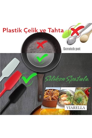 Gri Silikon Kaşık Isıya Dayanıklı Yanmaz Yapışmaz Çizmez 27cm