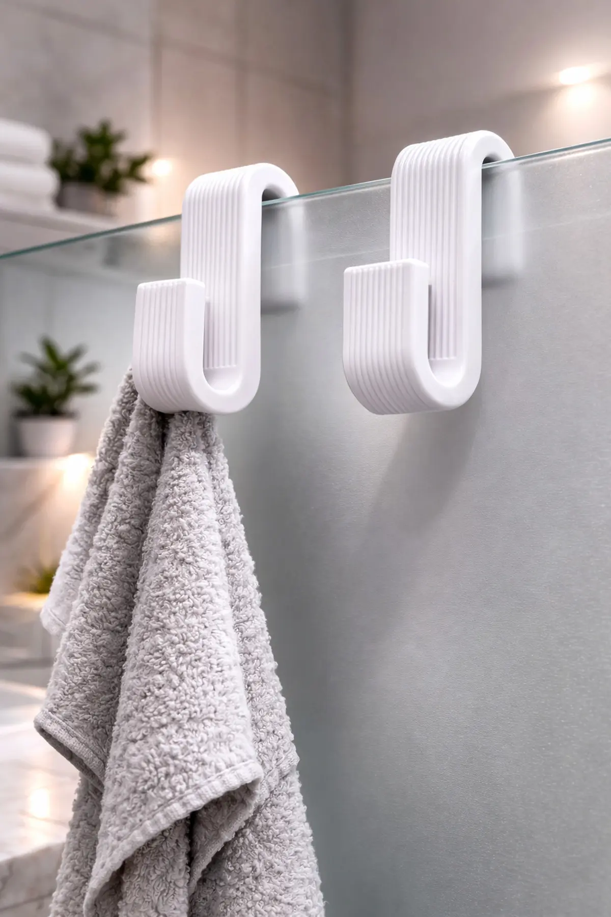3 Lü Cam Askı Kancası 8 Mm Cam Uyumlu Modern Banyo Havlu Askılığı Beyaz