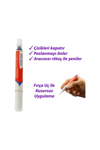 Araç Oto Rötuş Kalemi 5 Ml Kaporta Tampon Çizik Fırça Metalik Beyaz Renk Boya Kalemi