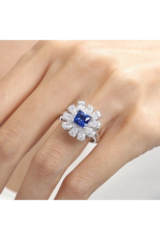 Mia Vento Effective Diamond Milano Rüyası Sentetik Safir Taşlı Gümüş Yüzük