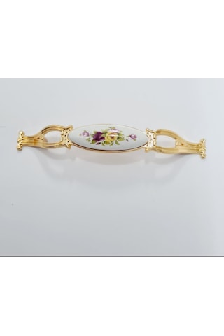 Zümre 128 Mm Metal Gold Kasa Beyaz Sarı Çiçek Desenli / 5 Adet Altın