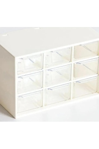 Plastik 9 Bölmeli Masaüstü Saklama Kutusu Takı Çekmecesi Kozmetik Saklama Küpeler Makyaj İnci Düzenleyici Boncuk Konteyner Kutuları Çöp Kutusu Beyaz