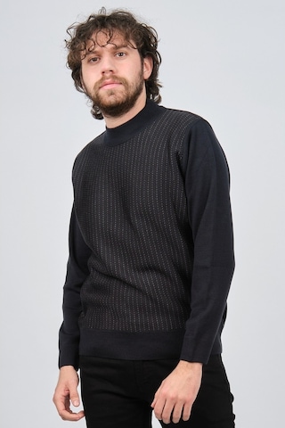 Çizgi Triko Erkek Yarım Balıkçı Çizgi Desenli Kazak 42564234 Laci Lacivert