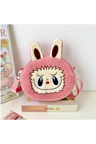 Snapbuy Labubu Tasarımlı Peluş Çapraz Çanta Pembe