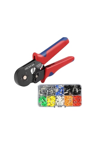 Electroon Hsc8 6-6a Terminal Sıkma Pensesi 0.25-6mm2 Awg23-10 +300parça Kablo Pabucu Set 1 Adet