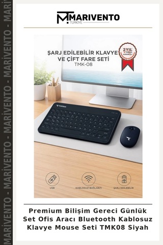 Premium Bilişim Gereci Günlük Set Ofis Aracı Bluetooth Kablosuz Klavye Mouse Seti Tmk08 Siyah Diğer