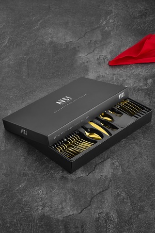 Avcı Klas Titanyum Gold 36 Parça Çatal Kaşık Bıçak Takımı Altın