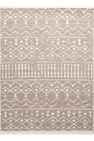 Bohem Serisi Çift Taraflı Dokuma Pamuklu Kilim Bej - Krem