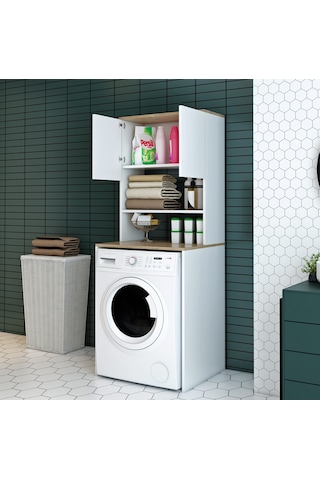 Nur Mobilya Çamaşır Makinası Dolabı Beyaz