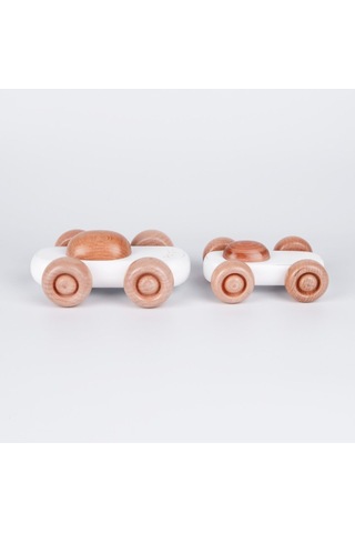 Ahşap Formula Araba Seti Beyaz