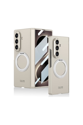 Samsung Uyumlu Galaxy Z Fold 8 Ultra Kılıf M-safe Şarj Özellikli Vardar Kıpta Kpt-07 Ring Standlı Sert Pc Kılıf Gümüş